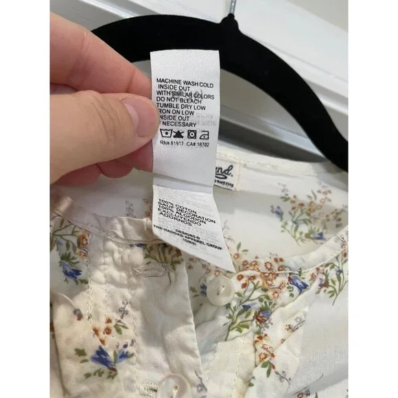 Lucky Brand Girls Floral Button Up Top Size XL (16) Bell Sleeves Ruffles Dainty - Picture 9 of 12